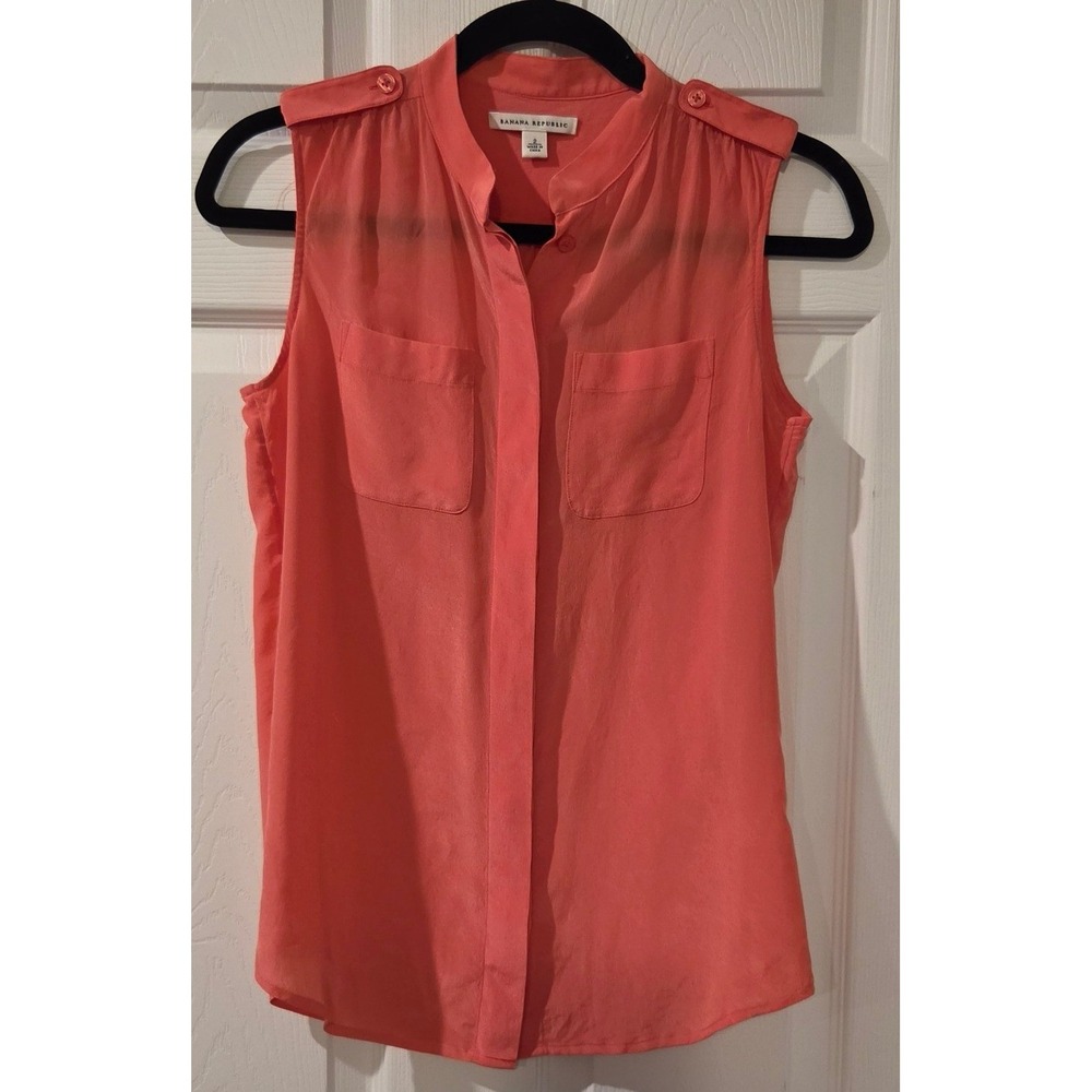 Banana Republic 100% Silk Sleeveless Blouse Top Coral Pink Size XS Size 2